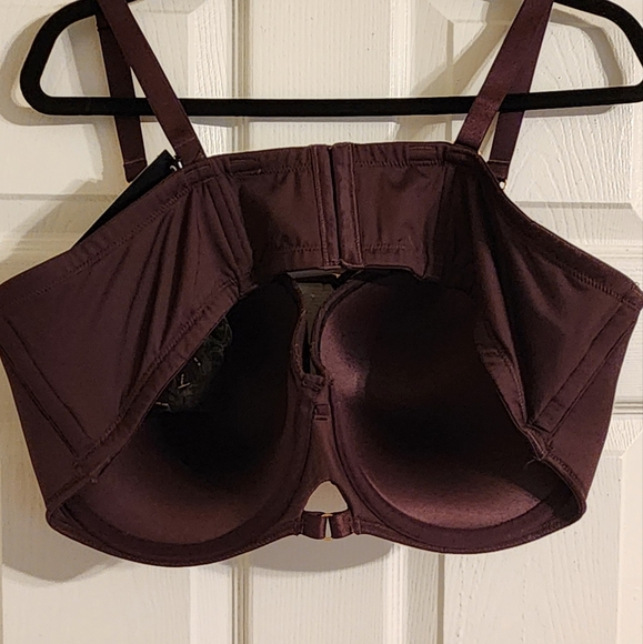 Grape Purple Microfiber Strappy Harness Push-Up Strapless Bra size 46D - Picture 2 of 5